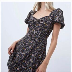 FRENCH CONNECTION - Delmira Puff Sleeve Floral Print Mini Dress